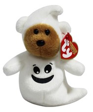 Ty Halloweenie Beanies - Sheetsies the Ghost Bear, MWMT Stuffed Animal Toy