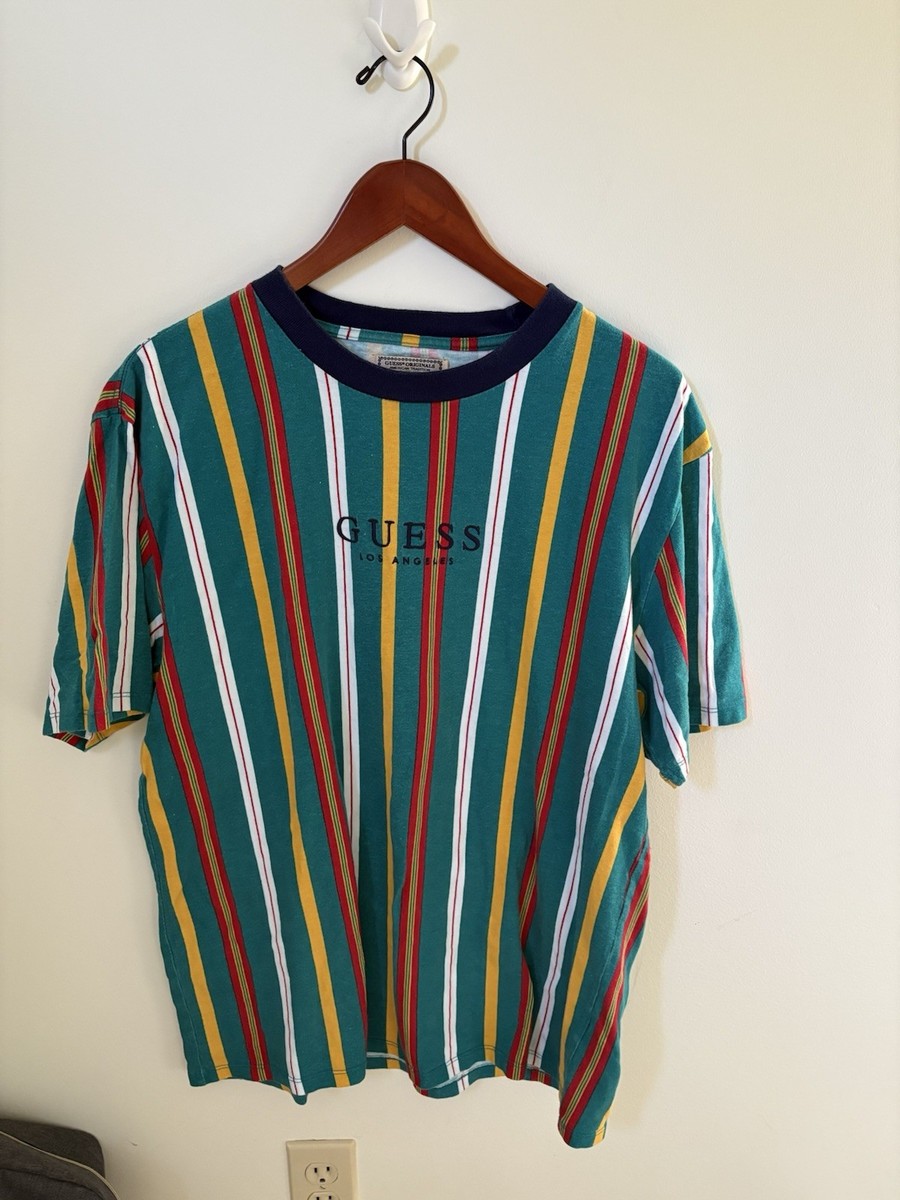 Guess Mens Size M Striped Multicolor T Shirt Vintage 90's - Main Image