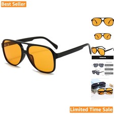 Oversized Vintage Aviator Sunglasses for Unisex with Yellow Polarized Lenses