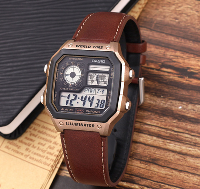 Casio AE-1200WHL-5A | Retro Digital World Time Watch | Brown