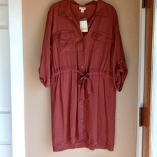 a.n.a Button front Shirt Midi Casual Contemporary Dress Size L New with Tag