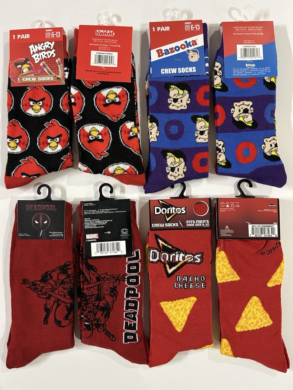 Snack Odd Sox Crazy Funny Novelty Crew Socks Adult Women’s Men’s Size 6-12