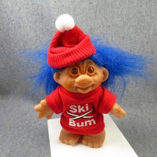 Vintage 1986 Thomas DAM Troll Doll Ski Bum Blue Hair 5 Red Shirt Hat Norfin