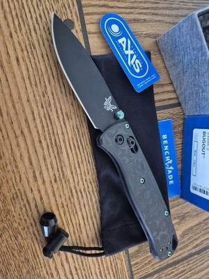 Custom Benchmade 535 Bugout Raindrop Carbon Fiber, Teal Hardware