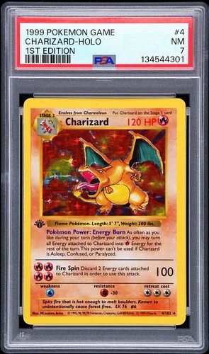 1999 Pokemon 1st Edition Charizard Holo Shadowless #4 PSA 7 NM Base Set Grail
