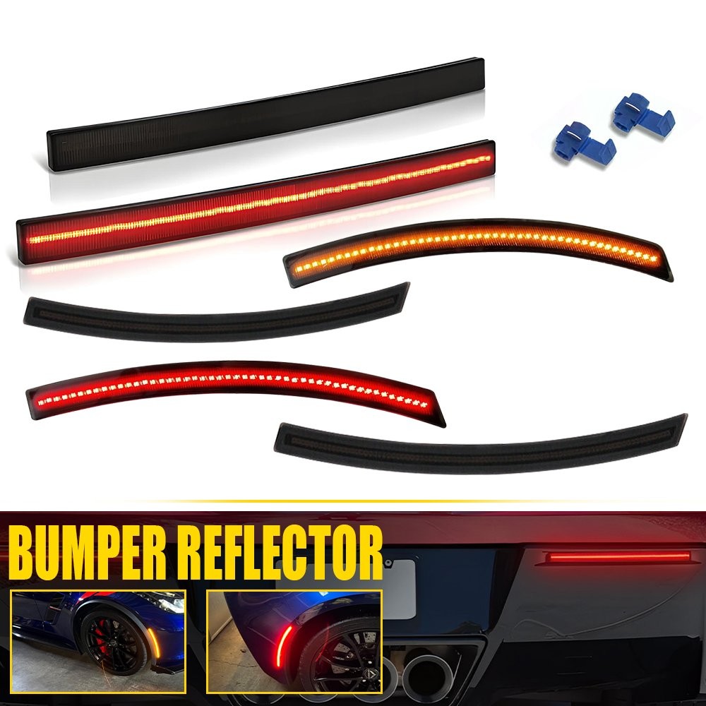 6x For 14-19 Chevy Corvette C7 Bumper Side Marker Lights Reflector Lamp Smoked M