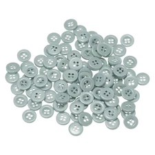 100pcs Resin Sewing Buttons 3/8" Round Flat 4-Hole Craft Buttons, Grey