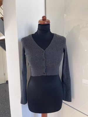 COS Wollpullover Pullover cropped S 36 Wolle Strickpullover Grau