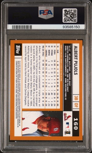 2002 Topps Rookie Cup #160 ALBERT PUJOLS Error Polanco Back PSA 8 NM-MT - Picture 2 of 2