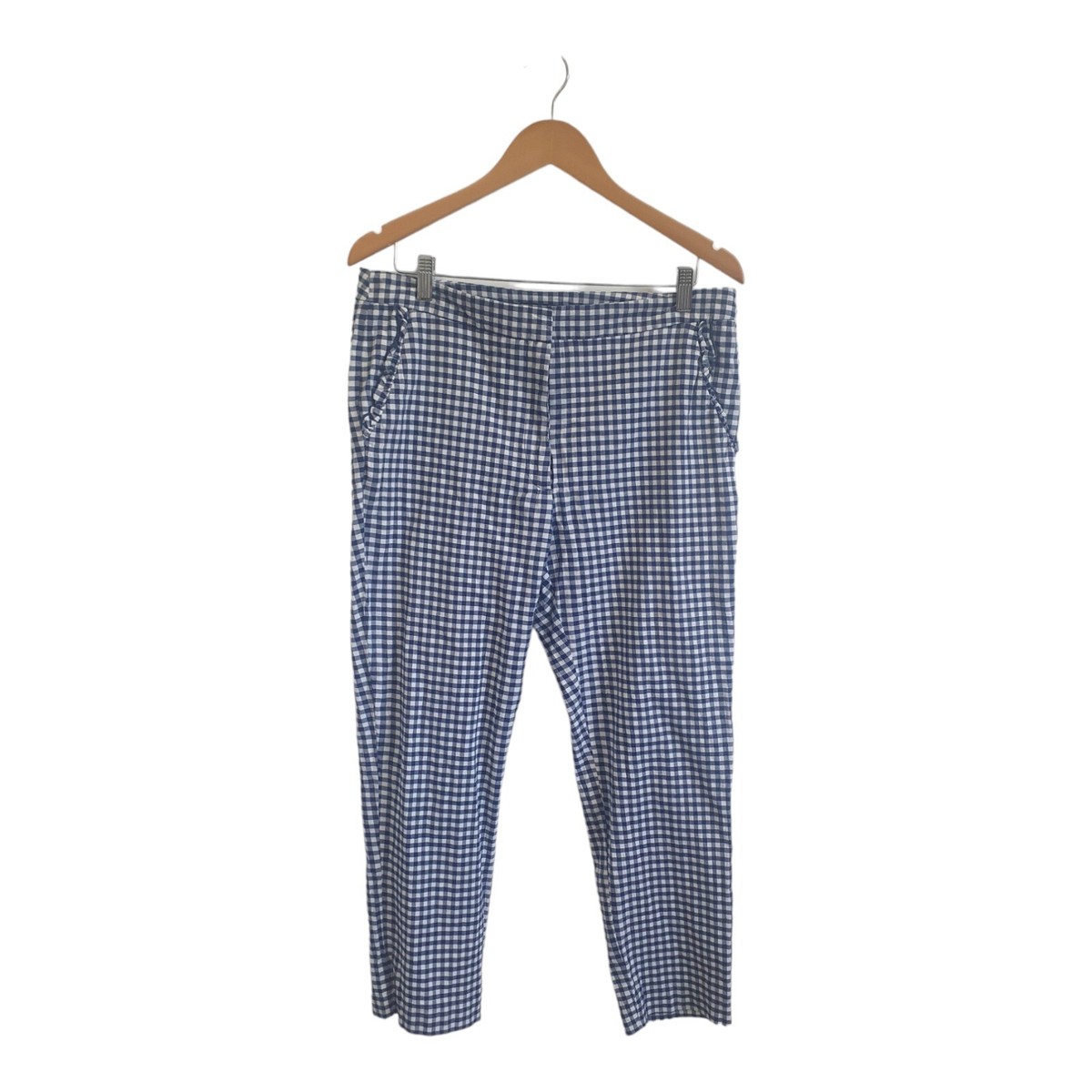 Zara Dress Pants Gingham Size Large L) Ruffled Pockets Plaid