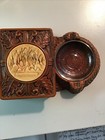 Vintage Tree Stump Ashtray & Cigarette Case Faux Wood Howe Cavern, NY. MCM