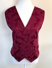 Vintage Norton McNaughton Women's 10 Vest Jacquard Button Burgundy
