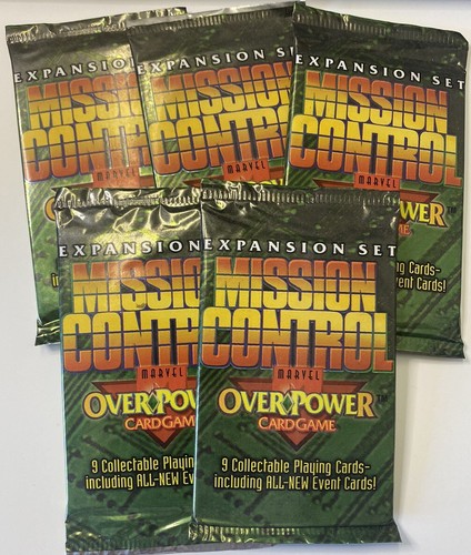 1996 Lot Of 5 Packs of Marvel Overpower Mission Control Card Game Booster Packs