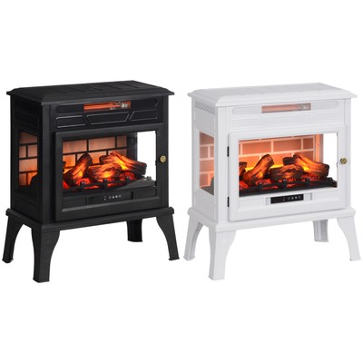 HOMCOM 24'' Freestanding Electric Fireplace Stove w/ Realistic Flame