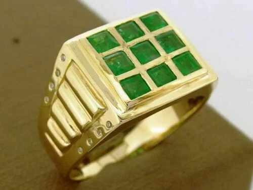 Emerald Yellow Gold Rings for Men