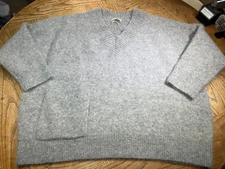 Nap Pullover Sweater Womens One Size Gray Angora Wool Soft Loungewear VNeck NWOT
