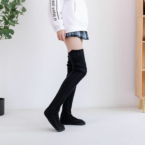 Long Socks Warm Over Knee High Wool Knitted Women Thick Stockings Thigh Winter - Picture 9 of 19