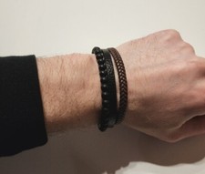 Braided Leather Beaded Style Bracelet Wristband Bangle