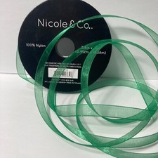 Sheer Organza Ribbon Green 3/8" x 60' Nicole  Co. Nylon 1 Roll