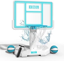 Pool Basketball Hoop Outdoor with Double Water Storage Base, Stainless Steel Rim