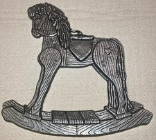 Rocking Horse Wall Hanging Plaque Ornament Hand Crafted Metal 8.5" X 9" Holiday