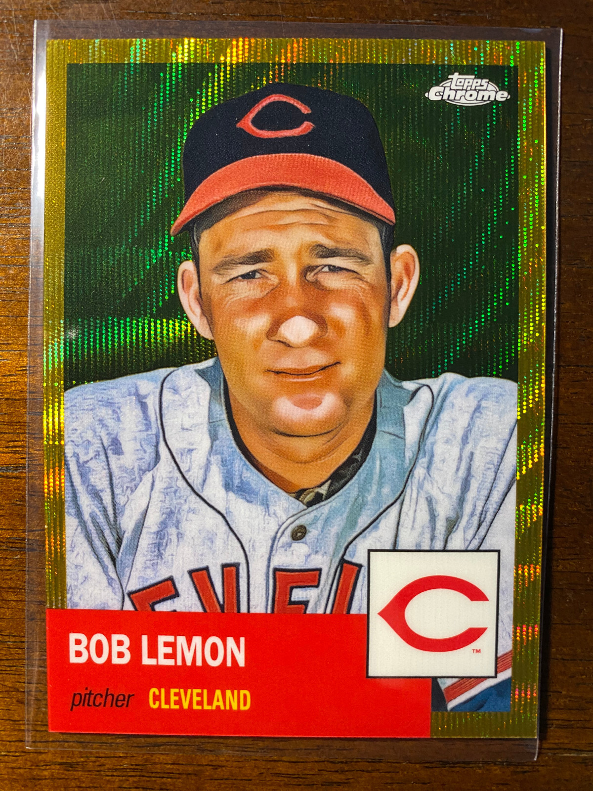 2022 Topps Chrome Platinum Anniversary Bob Lemon #390 Gold Wave Refractor /50