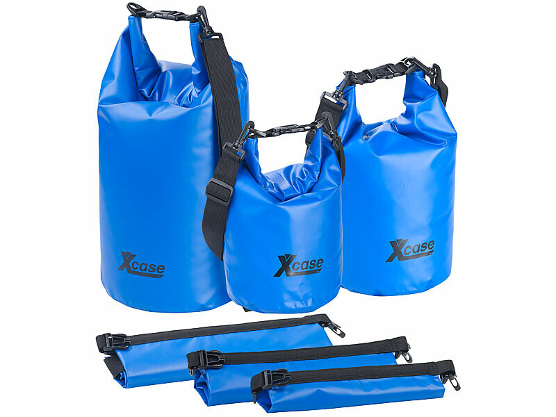 Sac polochon étanche bleu XCase haute résistance anti-déchirure en lot de 3 tailles