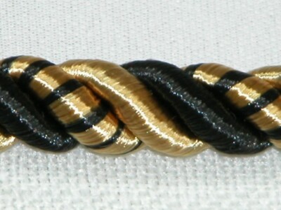 3/8'' Twisted Lip Cord Trim Mingled Gold Black Per 5 Yards