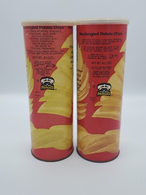 2 Vintage Pringles Newfangled Potato Chips Canisters Proctor & Gamble Twin Pack