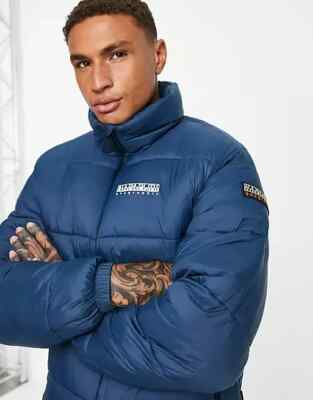 Napapijri A - Suomi 3 Puffer Print Jacket Blue Size M Warm Medium