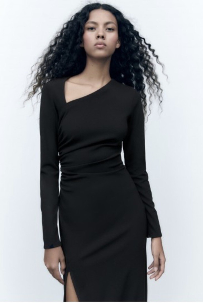 zara gathered asymmetric neckline dress Cheers Birthday Glow - Red Gown - African American Girl