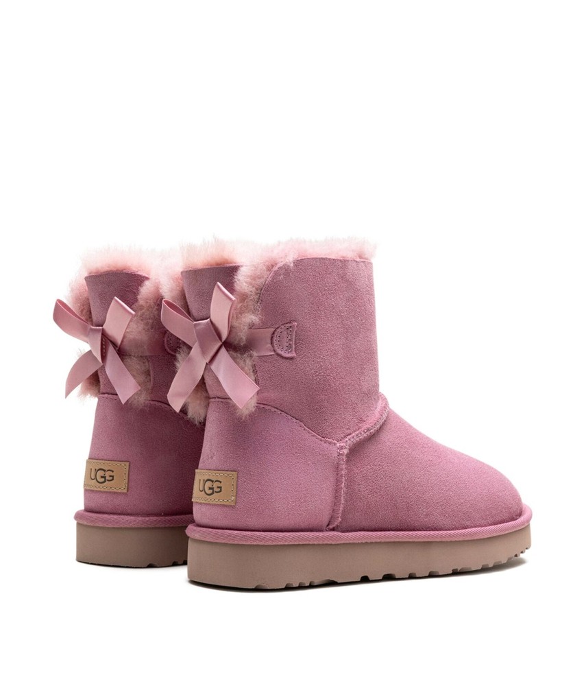 NIB Women's 100% UGG Classic Mini Bailey Bow II Boots Dusty Orchid Pink 7 8 9 10