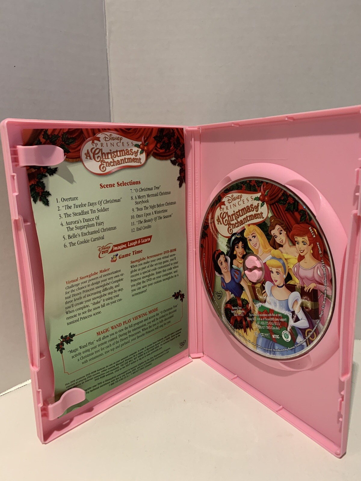 Disney Princess A Christmas of Enchantment (DVD, 2005) with Insert
