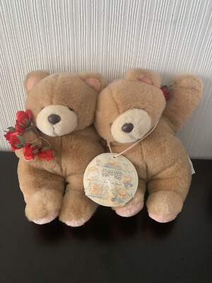 Vintage Forever Friends Händchen haltend mit Rosen Plüschtier 1989