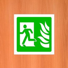 Fire exit left sign HSE sign Health & Safety EMER55 20cm x 20cm Sign or Sticker