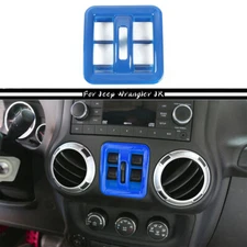 Window Lift Switch Button Cover Trim Frame Panel Blue For Jeep Wrangler JK 11-17