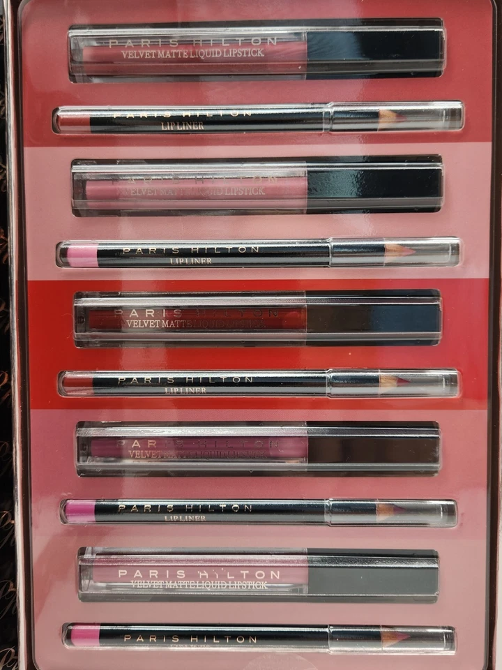 Paquete de 10 tonos icónicos PARIS HILTON = 5 piezas delineador de labios + juego de 5 piezas de lápiz labial líquido mate Foto 2 de 4