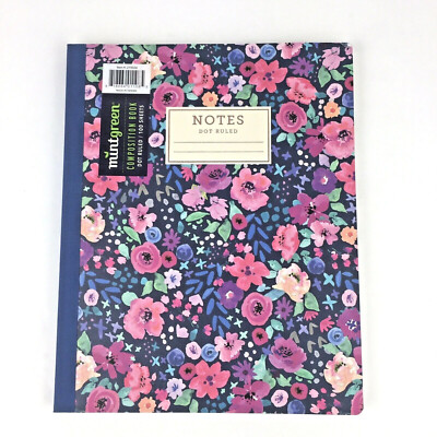 3 x Mintgreen Floral Meadow Flowers Dot-Ruled Composition Note Book 100 Sheets