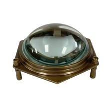 4" Antiqued Brass Hexagonal Dome Desk Magnifier - Antique Vintage Style