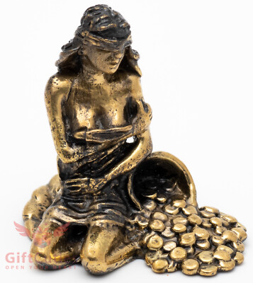 Solid Brass Figurine of Goddess Fortuna the goddess of fortune & luck IronWork