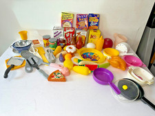 vintage play food lot - plastic and cardboard - very eclectic mix  58 Pieces