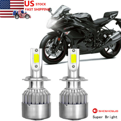 H7 LED Headlight Bulbs Kit For Kawasaki Ninja ZX6R ZX636C 2003-2006 ZX636E 13-14
