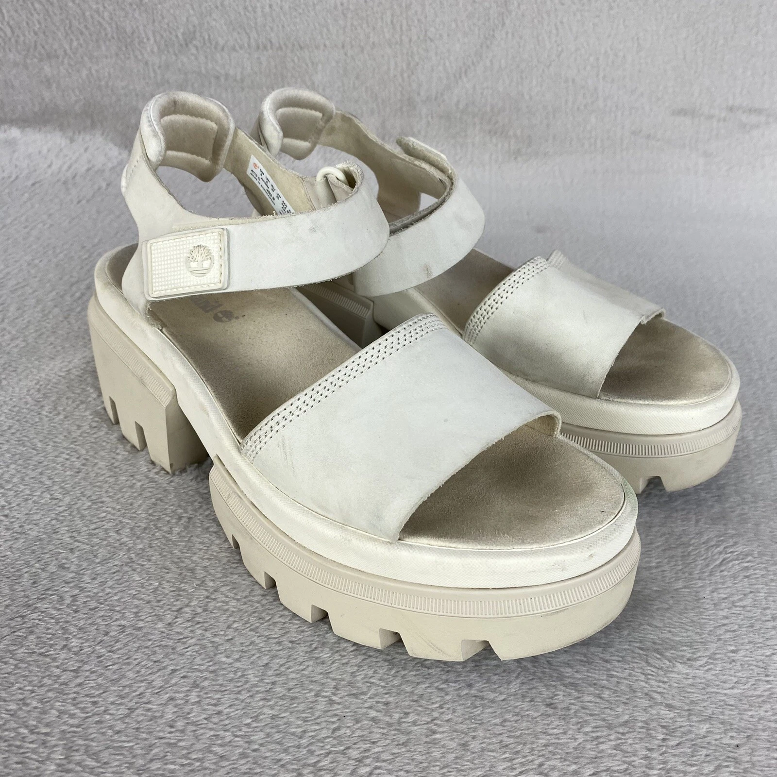 Timberland Everleigh Gladiatore sandalo donna plateau 8 pelle bianca naturale