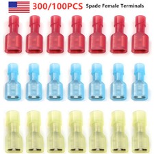 300/100PCS Female Insulated Wire Spade Terminal Crimp Connector 10-22 Gauge