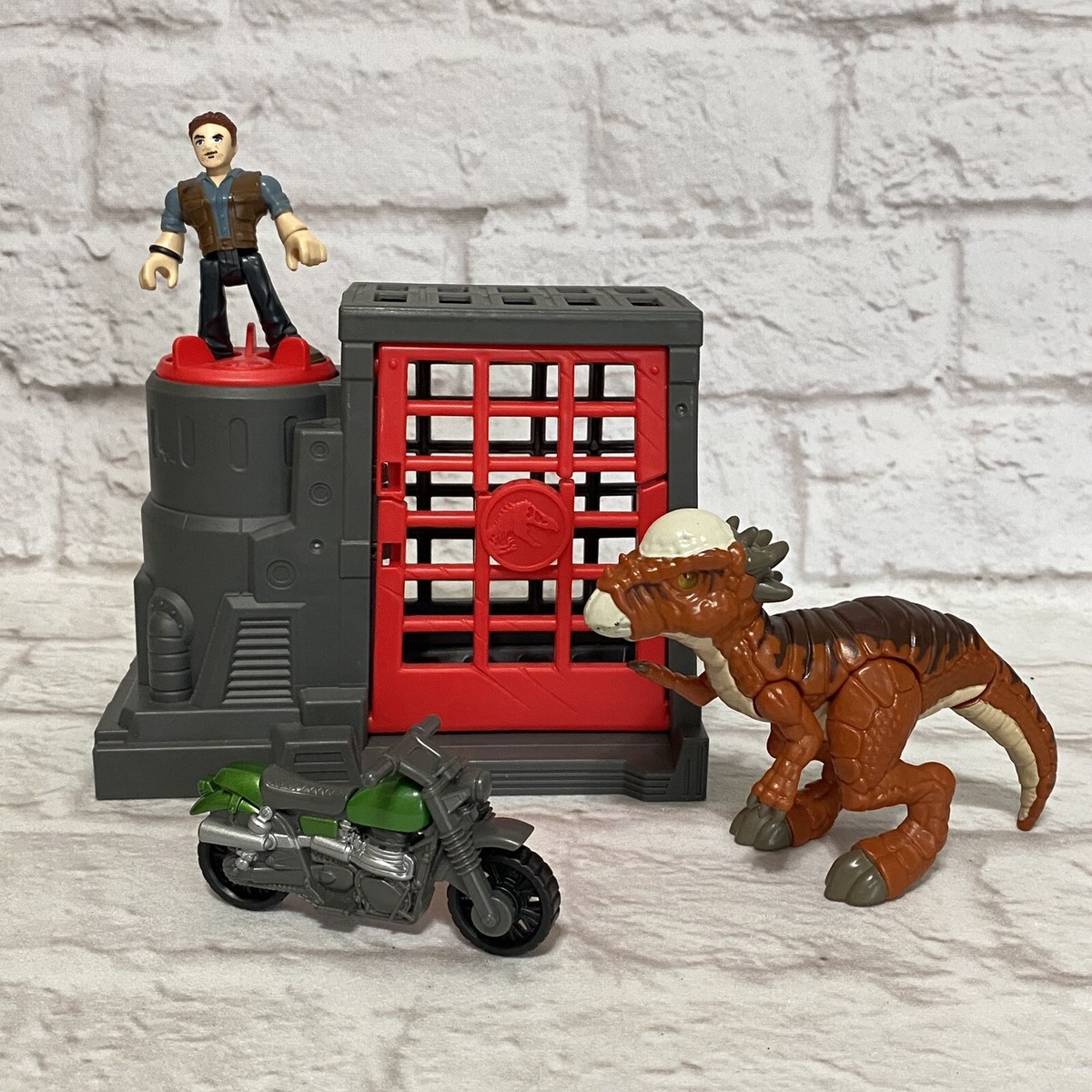Imaginext Jurassic World Park Stygimoloch & Owen Cycle Cage Jail