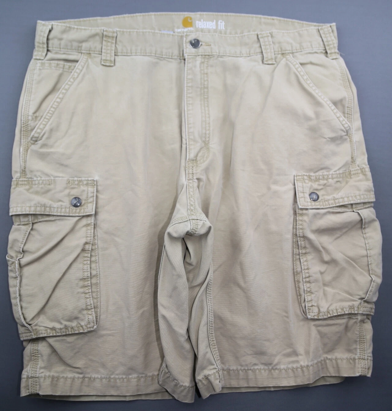 Men's Carhartt Relaxed Fit Canvas Cargo Shorts Beige Size 40 (Msr 39x10)