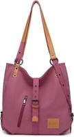 Canvas Damen Rucksack Handtasche Schultertasche Anti Diebstahl Groß Rosa