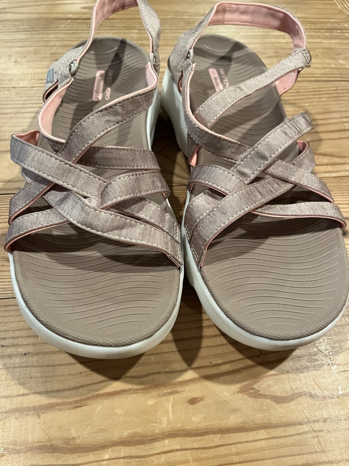 SAOLA Sandali Skechers GO WALK Massage Fit da donna taglia 10 marroni lusso comodi suola morbida