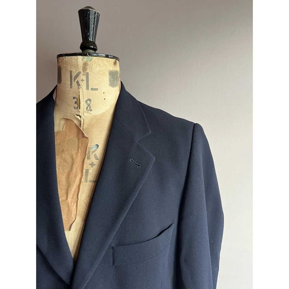 Hugo Boss Blazer Mens Size 40 Navy Wool Tailored Jacket - Image 3 of 4