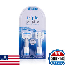 Triple Bristle Replacement Brush Heads - 3-Head Design for Sonic Toothbrush 2-P
